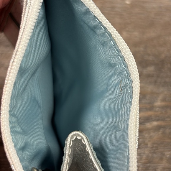 Coach Metallic Silver Leather Logo Keychain Wallet ID Holder - Picture 4 of 7